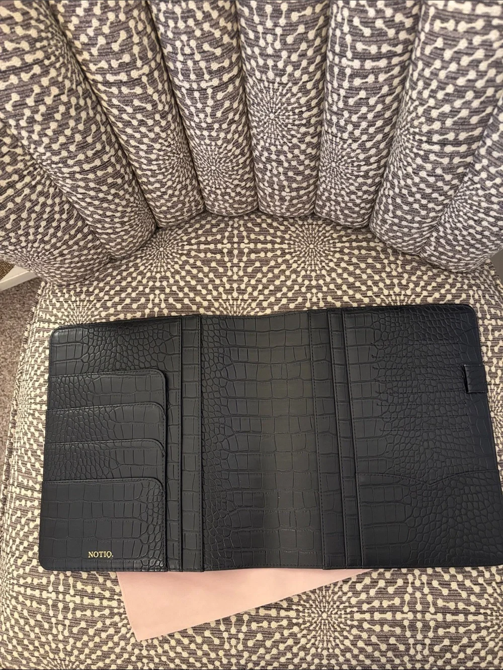 Notiq CLASSIC Sz Midi Desk Folio Agenda Classic 9-Disc Planner Cover Black Croc